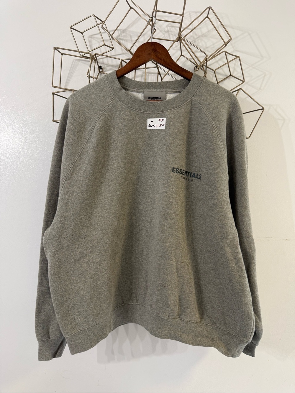 ESSENTIALS Men’s Crewneck Sweatshirt in Heather Grey